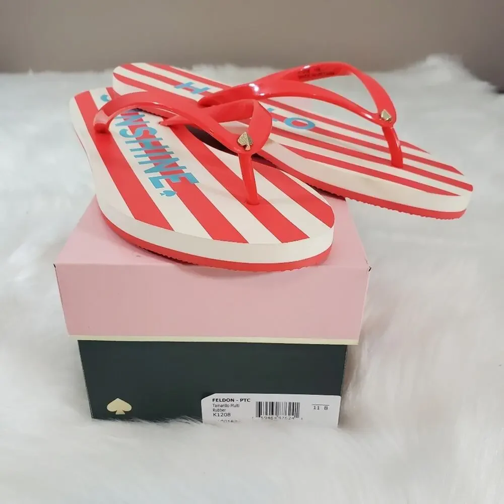 MSRP $48 Kate Spade Size 11 Feldon Tamarillo Printed Footbed Flip Flops